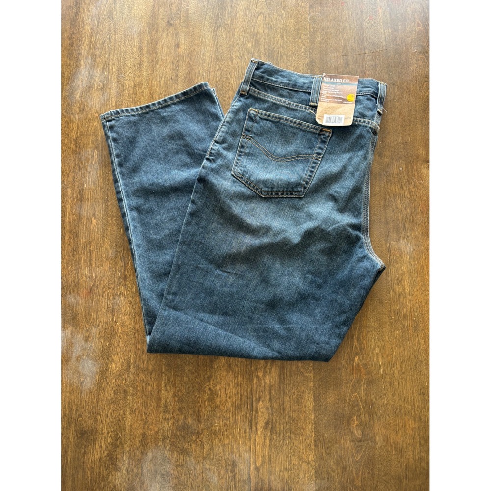 Carhartt Holter Relaxed Fit Jeans Mens 42x32 Blue Denim Straight Leg 101483 968